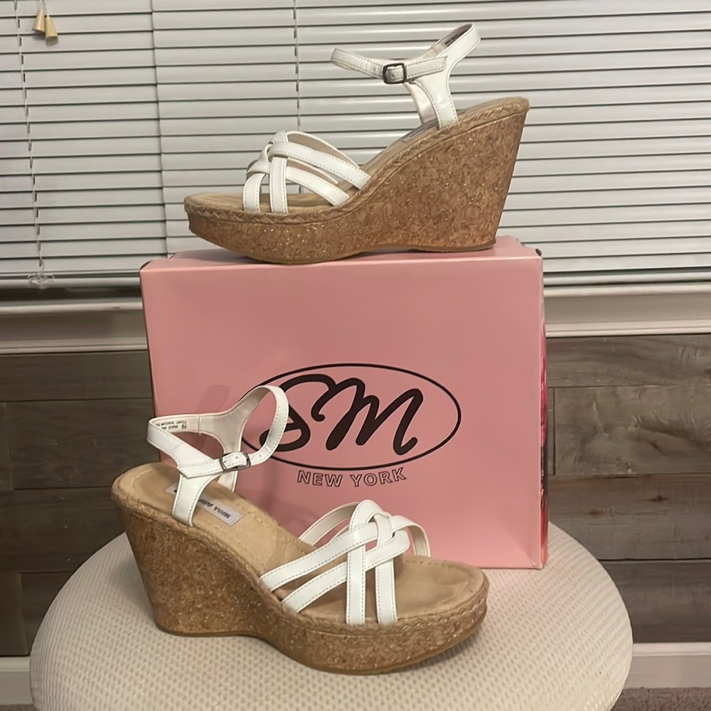 SM New York White Sandal/Wedge Size 8.5